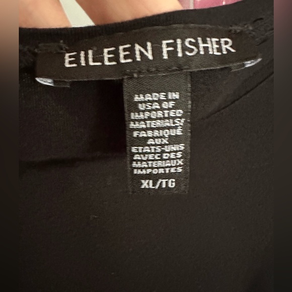 Eileen Fisher classic top black short sleeve L/XL - Picture 3 of 3